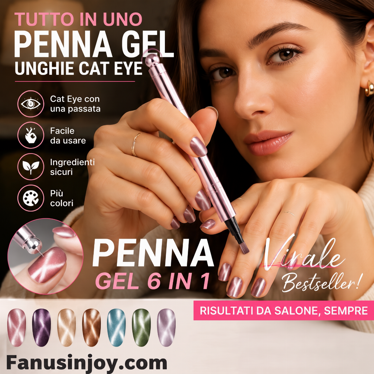 ✨️Sorpresa: Sconto del 50%!💅Bellissima nail art con un solo tratto! Penna Gel Unghie Cat Eye All-in-One
