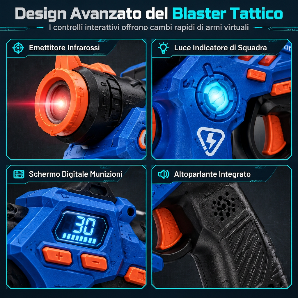 🔥 Gioco attivo senza schermo! 50% DI SCONTO!! 📢🎯 Set Laser Tag per Bambini – Proiezione del bersaglio, modalità squadra e luci/suoni 🔫