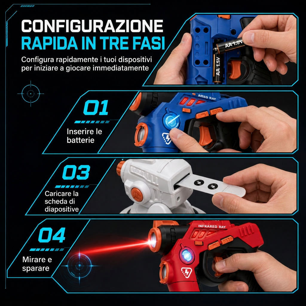 🔥 Gioco attivo senza schermo! 50% DI SCONTO!! 📢🎯 Set Laser Tag per Bambini – Proiezione del bersaglio, modalità squadra e luci/suoni 🔫