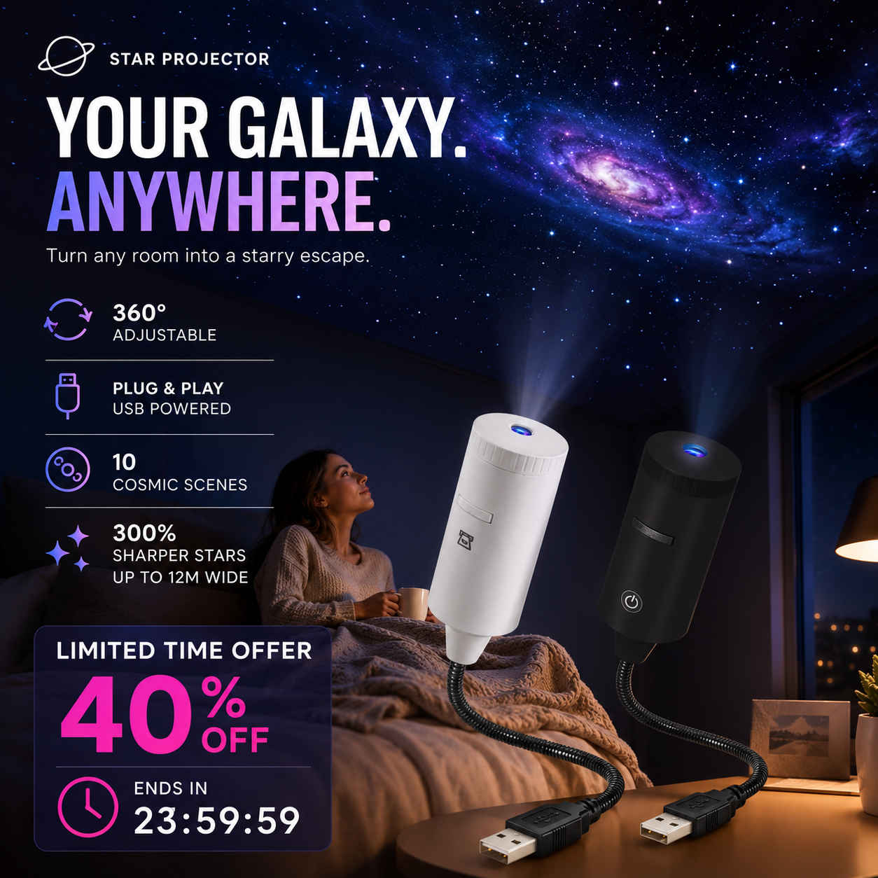 ✨ Proiettore di stelle HD Plug-and-Play🥳Oltre 50.000 utenti soddisfatti